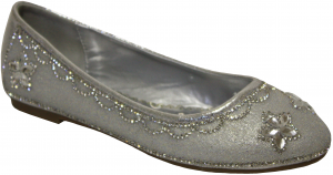 LADIES FLAT SHOES & RHINESTONES (SILVER)